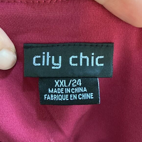 City Chic Deep Fuchsia Cute Girl Elbow Sleeve Dress with Pockets Size XXL / 24 - Picture 8 of 9